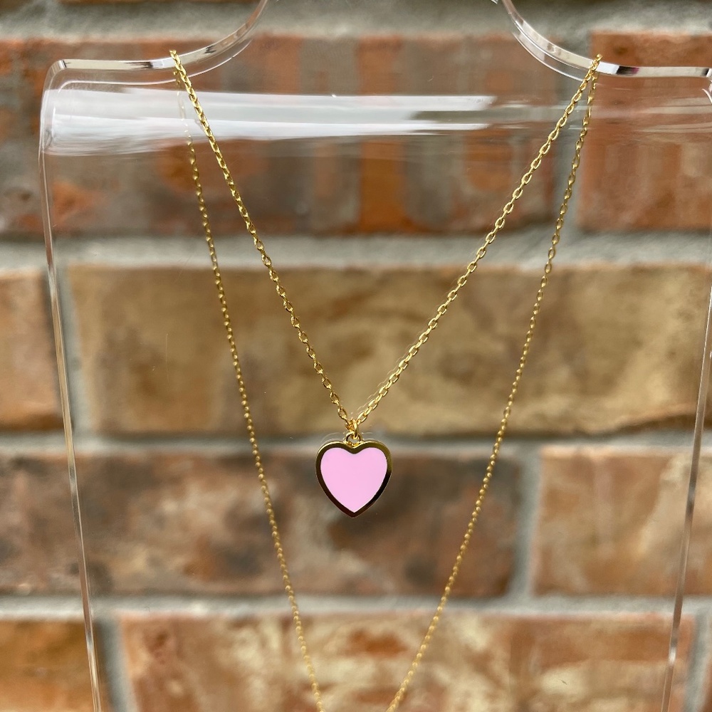 Pink and Gold Heart Necklace